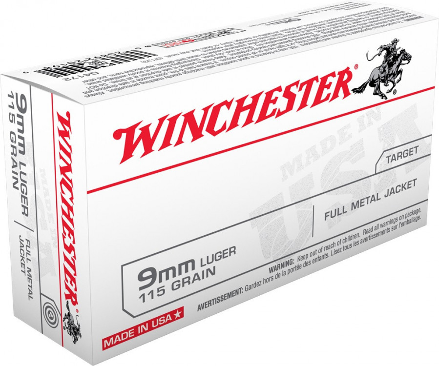 Náboje Winchester 9mm Luger FMJ 115gr